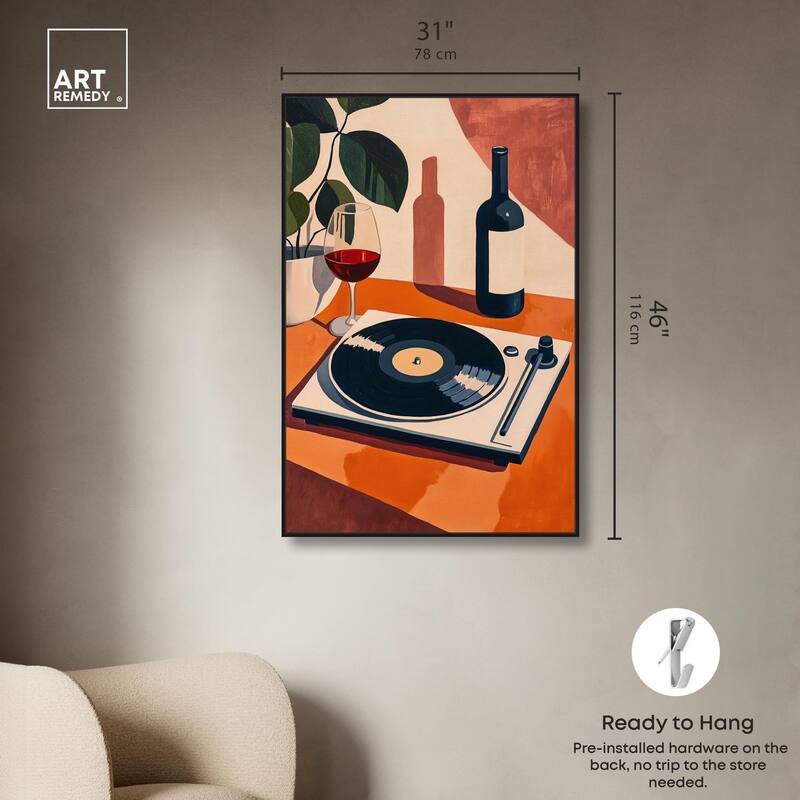 Vinyl and Wine Canvas by Art Remedy
