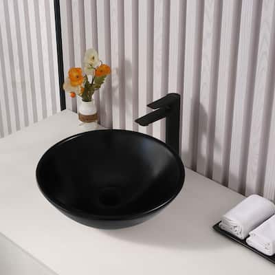 Dowell Ceramic Vessel Sink, Round, Matte Black - 16Wx16Dx6H