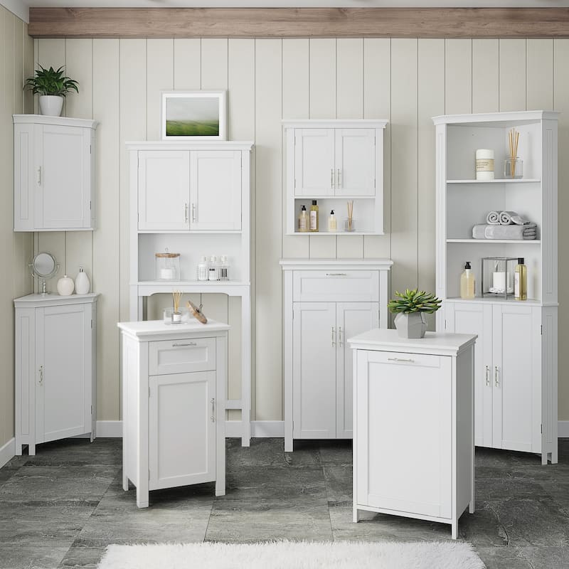 RiverRidge Somerset Two-Door Bathroom and Laundry Storage Cabinet with Drawer and Adjustable Shelf - White - N/A