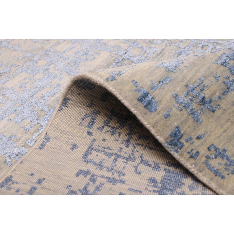 ECARPETGALLERY Hand-knotted Legacy Dark Blue Silk, Wool Rug - 8'0 x 10'0