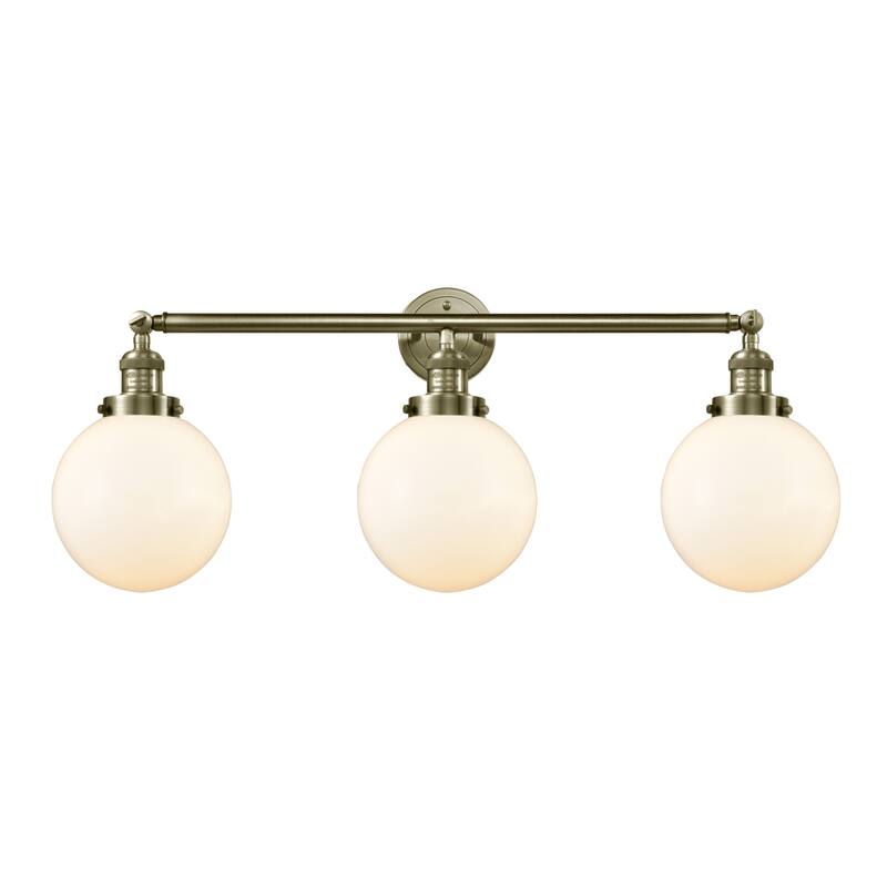 Innovations Lighting Beacon 3 Light 32" Wide Bathroom Vanity Light - Antique Brass / Matte White