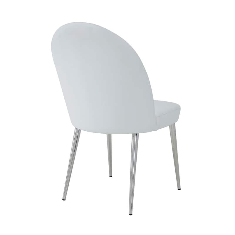 Chrome/White Faux Leather Upholstered Metal Frame Dining Chair, Set of 2, Sturdy Dining Chair for Dining Rooms - 17.5