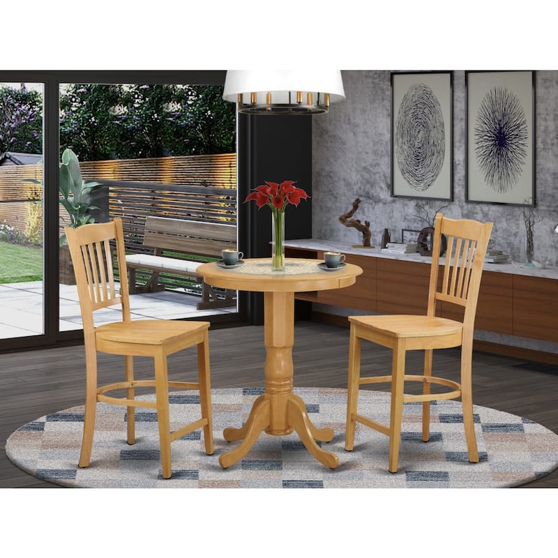 Counter Height Dining Set - 3 Piece Table & Chairs - Modern Kitchen Set - 30 Inch Round Table