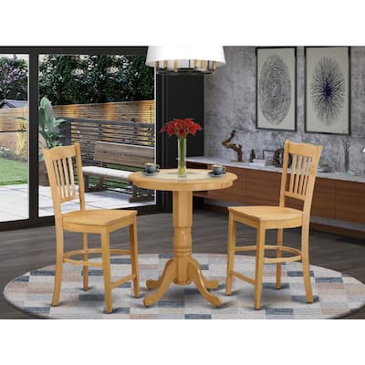Counter Height Dining Set - 3 Piece Table & Chairs - Modern Kitchen Set - 30 Inch Round Table