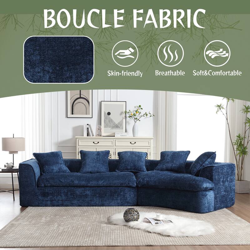 Modern Boucle 3-Seater Sofa with Double Seat and Corner Design, Oversized and Comfortable for Living Room or Office.