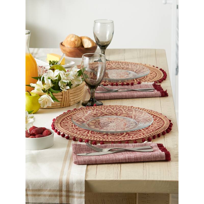 DII Block Print On Natural Round Jute Placemat (Set of 6)