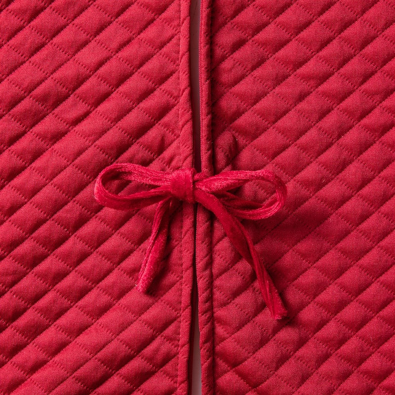 Glitzhome 72"D Oversized Deluxe Red/White Velvet Ruffled Christmas Tree Skirt