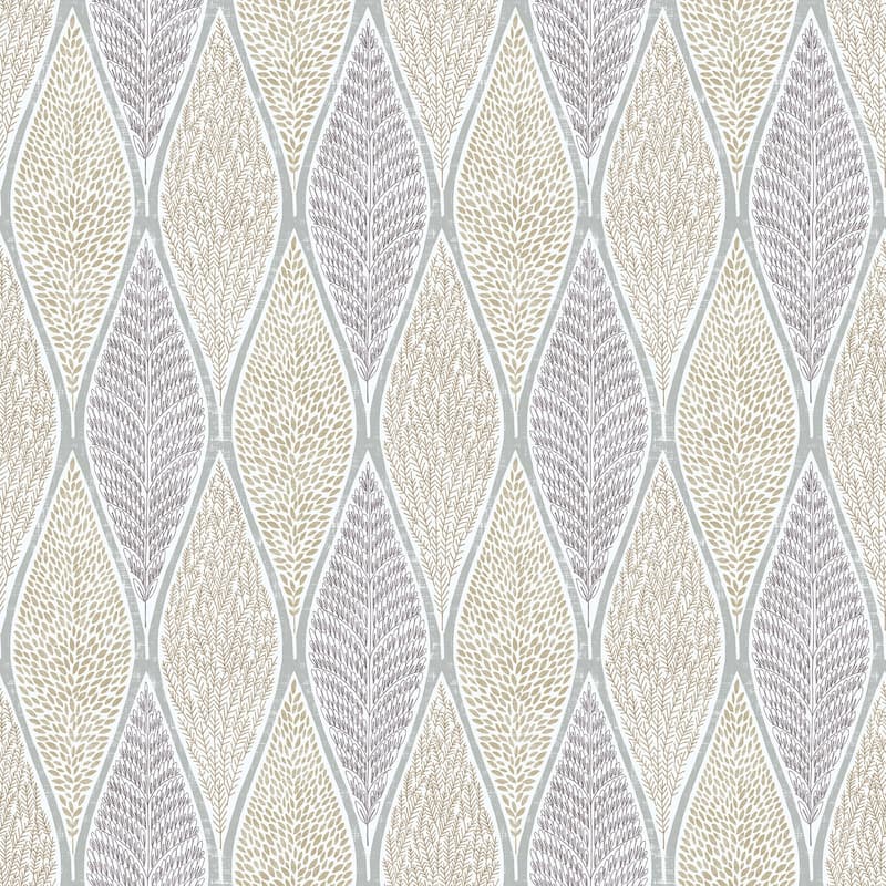 Galerie Wallcoverings Nordic Elements Teardrop Leaves Non-woven Wallpaper Roll - 33 feet x 21 inches - Grey