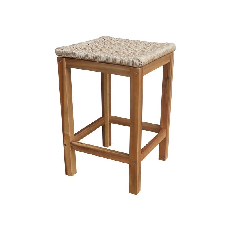 Outdoor Set of Two Stools with Wicker Seats