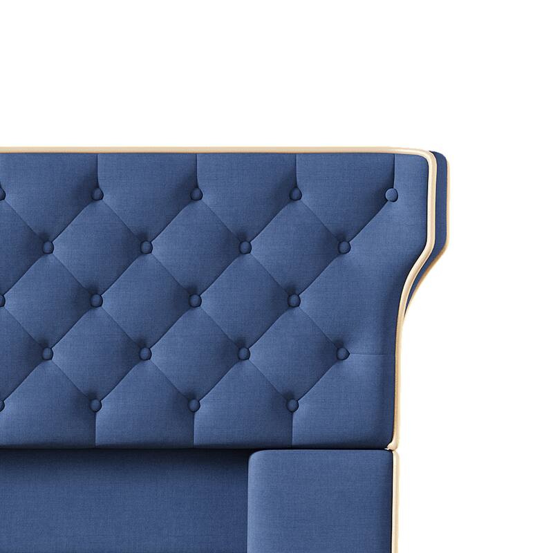 Christopher Knight Home - Aveline Modern Upholstered Platform Bed with Curved Back Headboard and Button Tufted Design