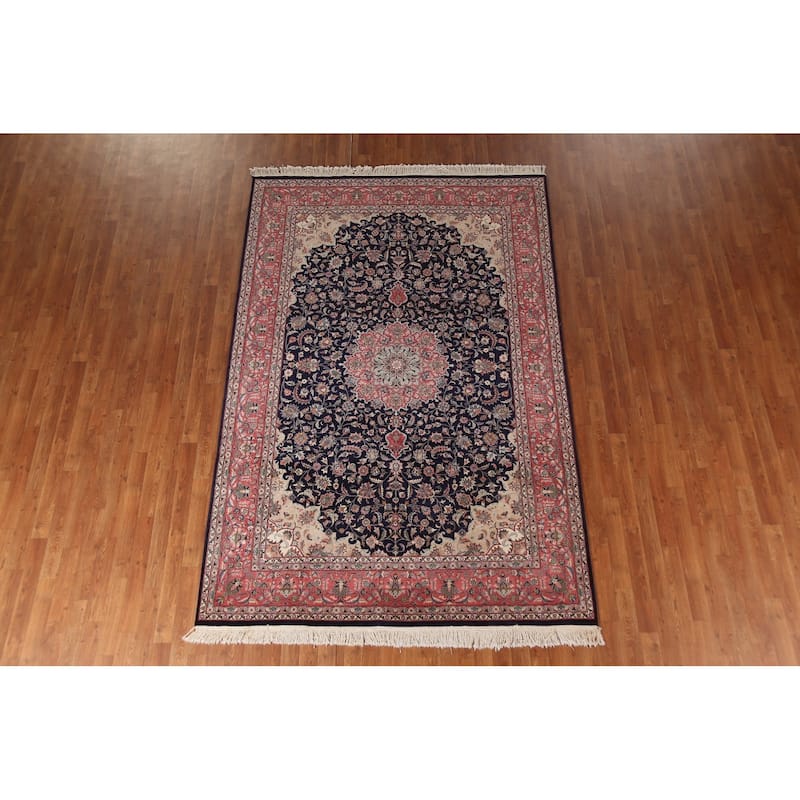 Vegetable Dye Floral Kashan Chinese Area Rug Hand-Knotted Wool Carpet - 6'0"x 9'2"