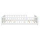 preview thumbnail 11 of 10, White Twin Pine Floor Bed with Book Storage Rack & Fence