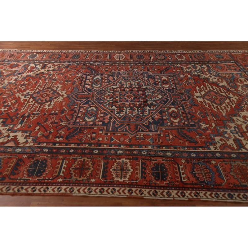 Pre-1900 Antique Heriz Persian Rug Handmade Wool Carpet - 8'11"x 12'5"