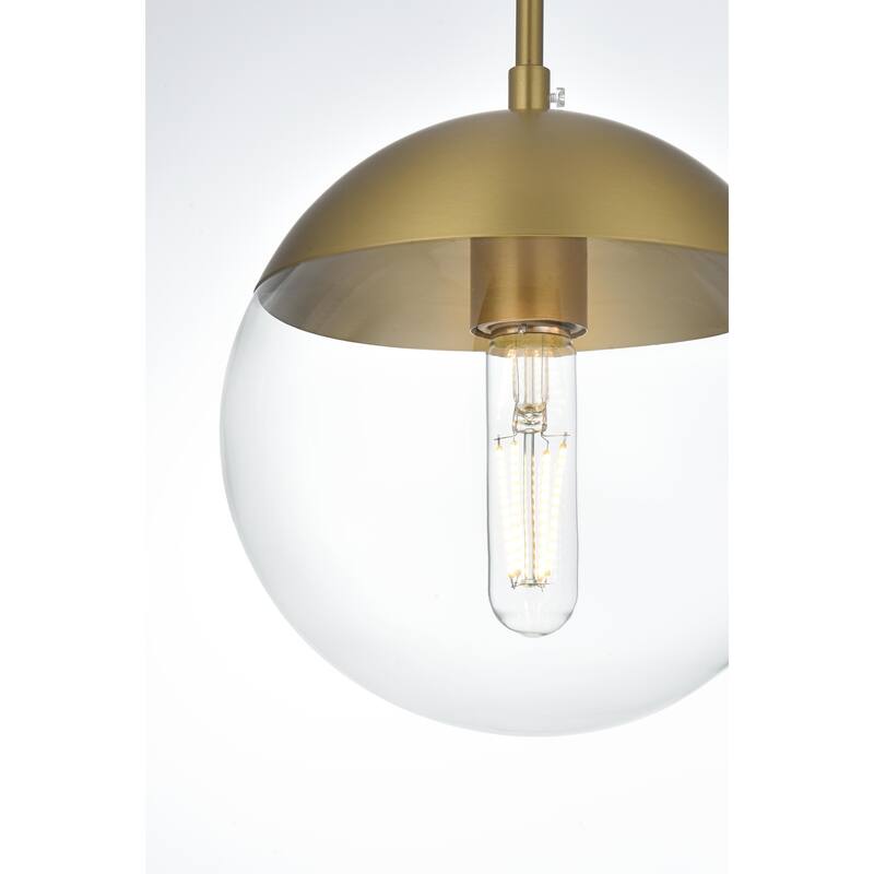 1-light Mid-century Adjustable Pendant with 8-inch Glass Orb Shade