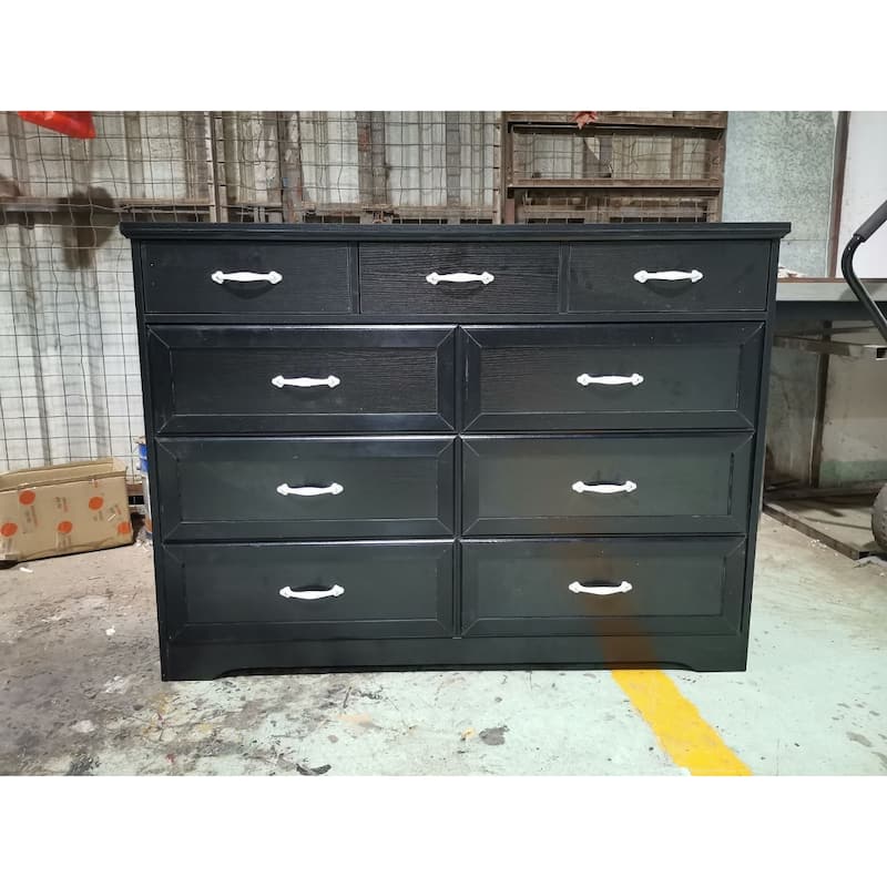 Vintage 9 Drawer Dresser for Bedroom Living Room - Black