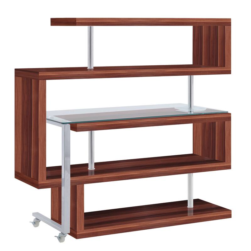 Chrome High Gloss Finish Writing Desk with Shelf