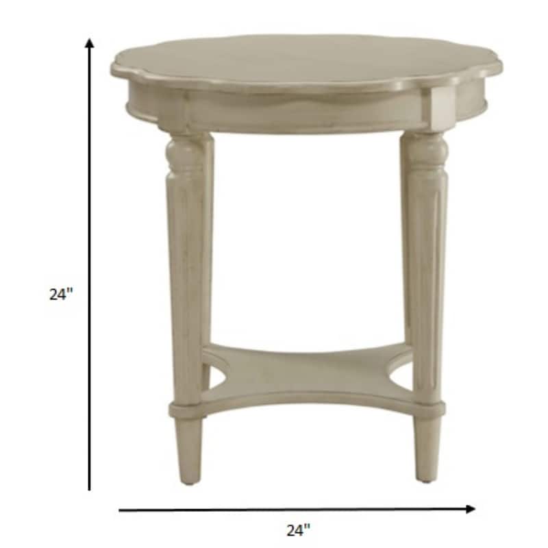 24" Versatile Solid Wood Round Side Table with Weathered Finish and Shelf for Living Room Decor - 24" H x 24" W x 24" D