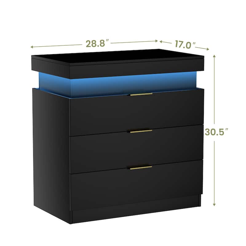 Nightstand with Charging Station and LED Lights