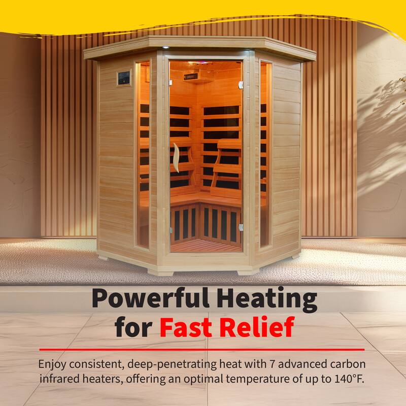 HeatWave Santa Fe 3-Person Hemlock Infrared Sauna with 7 Carbon Heaters