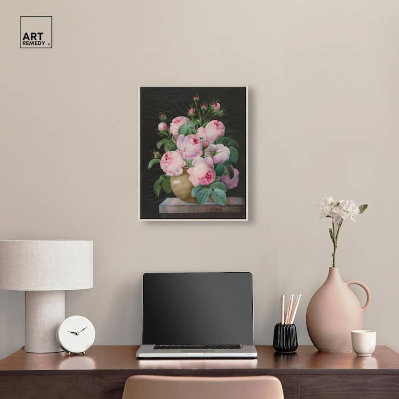 Pink Roses in a Vase Canvas by Art Remedy