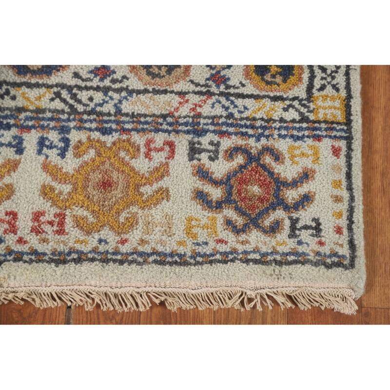 Geometric Khotan Oriental Runner Rug Hand-Knotted Wool Carpet - 2'6" x 8'0"