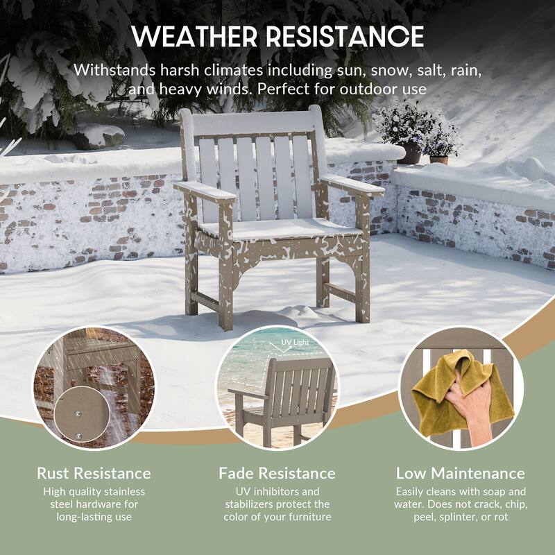 Polytrends Laguna Outdoor Patio 3-Piece Garden Arm Chair Conversation Set With Side Table