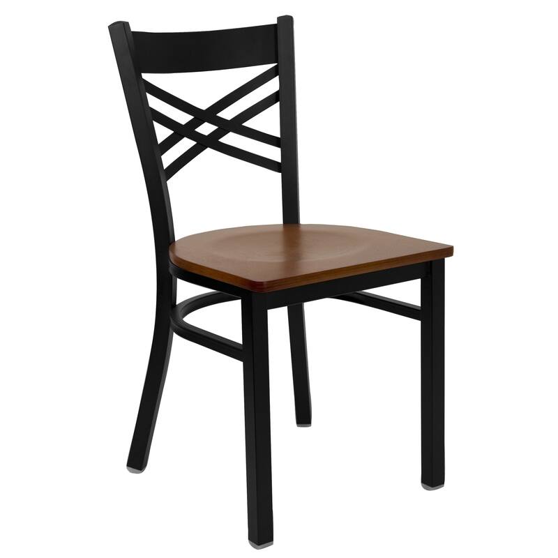 Steel X-back Restaurant Chair (Set of 2) - 16.5"W x 17"D x 32.25"H