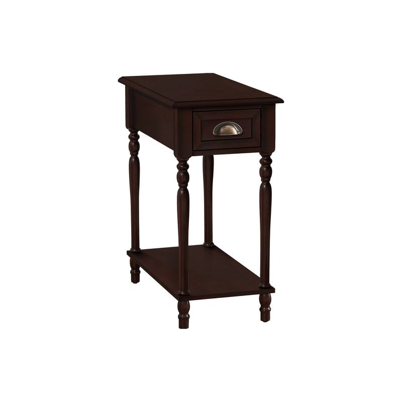 Accent Table, 2 Tier, Side Table, End, Narrow, Nightstand, Bedroom, Lamp, Storage Drawer, Brown Veneer, Traditional