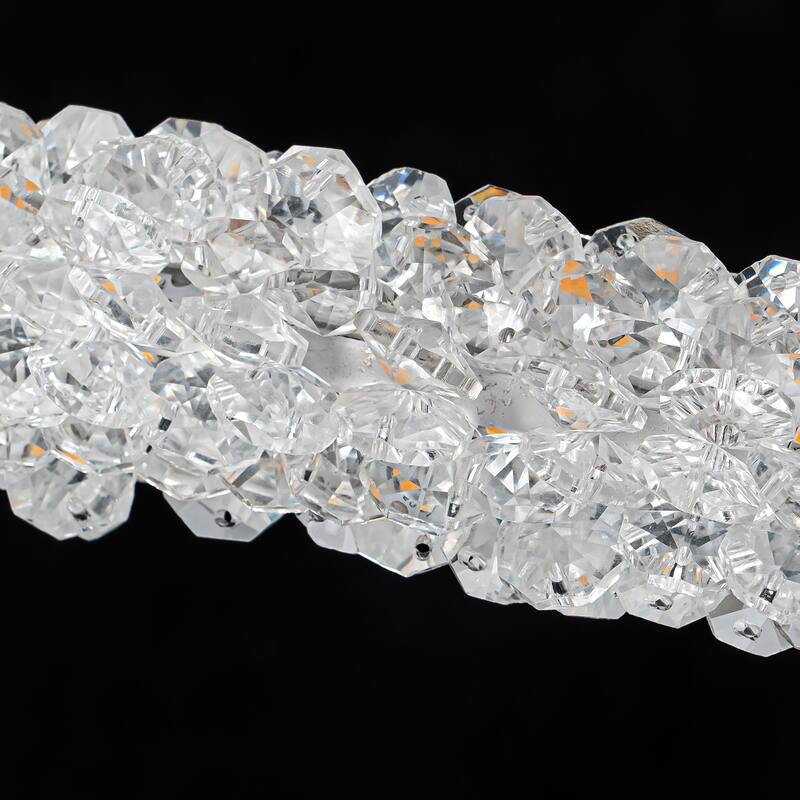 Modern Gold Crystal LED Chandelier, Dimmable Ring Light