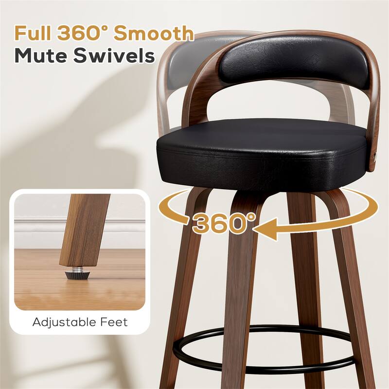 Set of 2 Swivel Counter Height Bar Stools for Kitchen Island