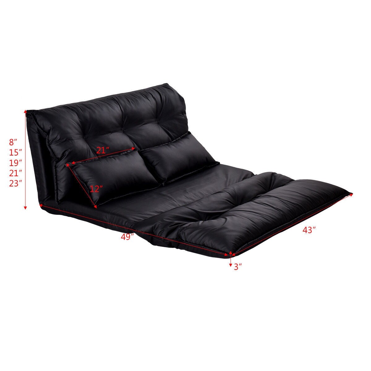 Shop Foldable Pu Leather Leisure Floor Sofa Bed W 2 Pillows On