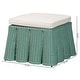 preview thumbnail 16 of 32, Palm Scallop Natural Rattan Ottoman with Cushion – Handwoven Wicker Accent Bench or Footrest for Living Room or Sunroom, Square