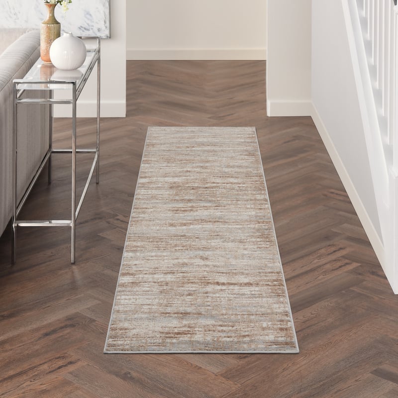 Nourison Elation Modern Abstract Stripe Area Rug - 2'3" x 7'6" Runner - Ivory/Grey - Runner