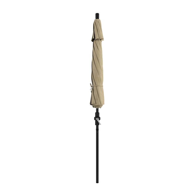 California Umbrella 9' Rd Golden State Series Patio Umbrella Black Aluminum Frame Crank Lift Collar Tilt Sunbrella Cilantro
