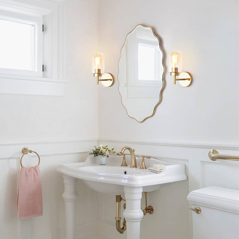 1-Light Modern Bathroom Vanity Light with Clear Glass Shades, Classic Wall Sconces for Dining Room Living Room