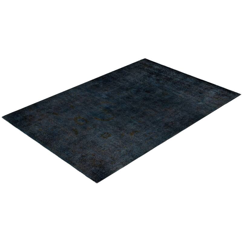 Overdyed One-of-a-Kind Hand-Knotted Area Rug - Black - 5' 3" x 7' 9"