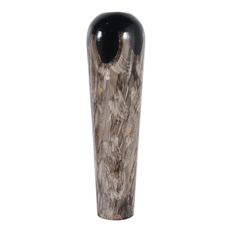 Tapered Iron Vase with Marbleized Finish - Modern Flower Vase