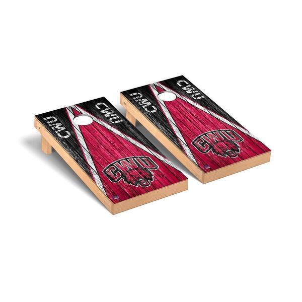 slide 2 of 5, Central Washington Wildcats Triangle Cornhole Board Set