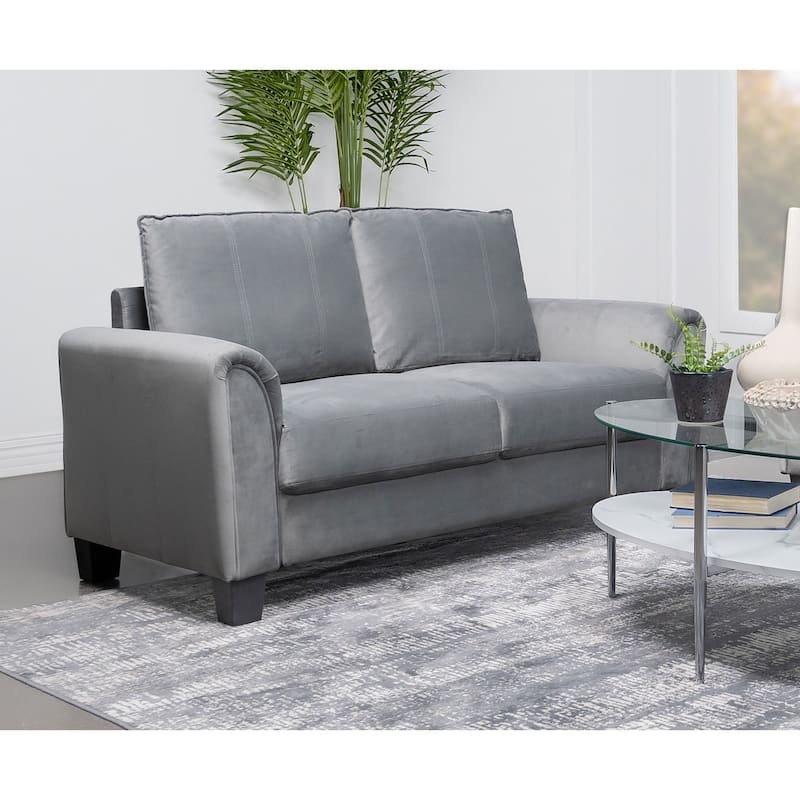 Davis Upholstered Rolled Arm Loveseat Grey