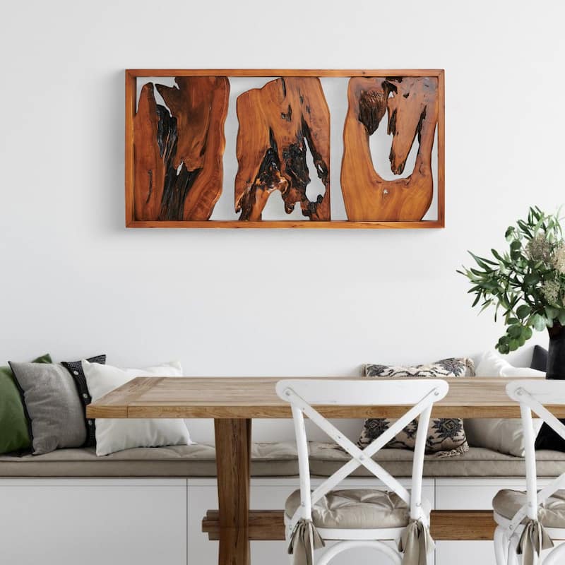 Greenage Rustic Cedar Live-Edge Carved Wall Art