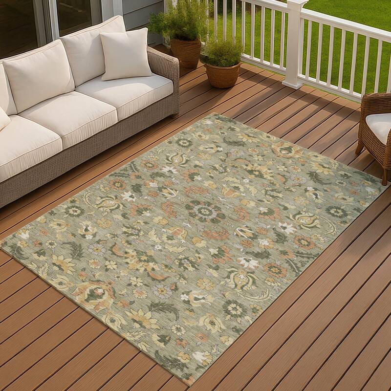 Machine Washable Indoor/ Outdoor Traditional Lanelle Chantille Rug