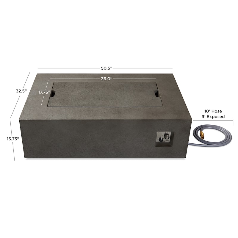 Baltic 50.5" Rectangle Natural Gas Fire Table Glacier Gray by Real Flame