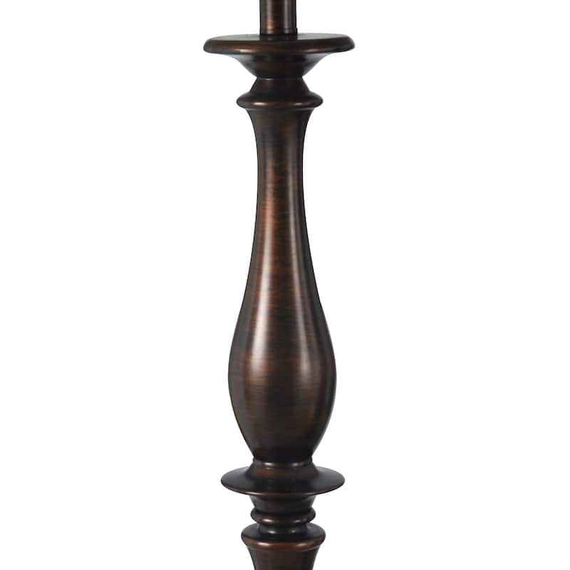 StyleCraft Charlton Bronze Floor Lamp - Taupe Hardback Silk Shade