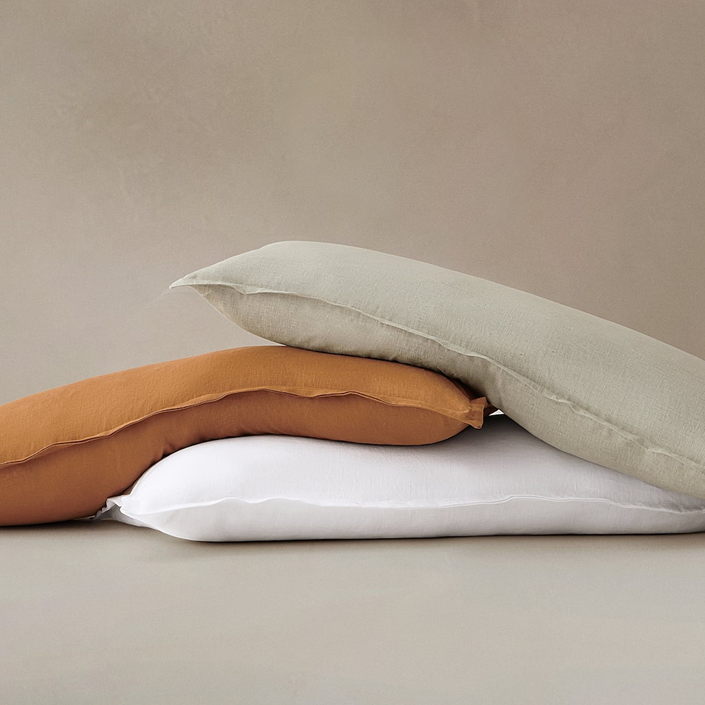 HiEnd Accents 100% French Flax Linen Long Lumbar Pillow, 14"x42"