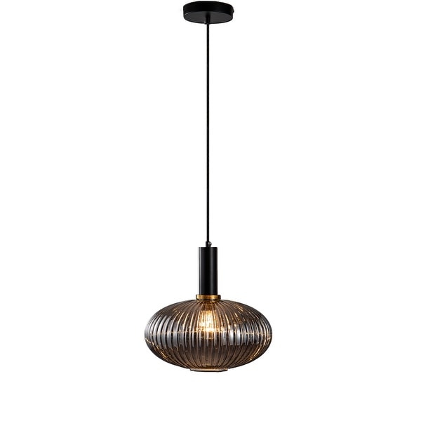Black & Antique Gold Pendant With Smoke Shade. Opens flyout.