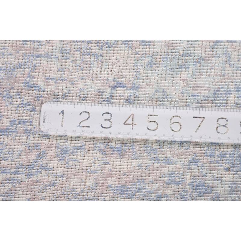 Contemporary Abstract Area Rug Handmade Blue Wool Carpet - 8'0" X 10'2"