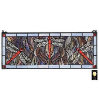 Design Toscano Colbalt Blue Dragonfly Tiffany-Style Stained Glass Window