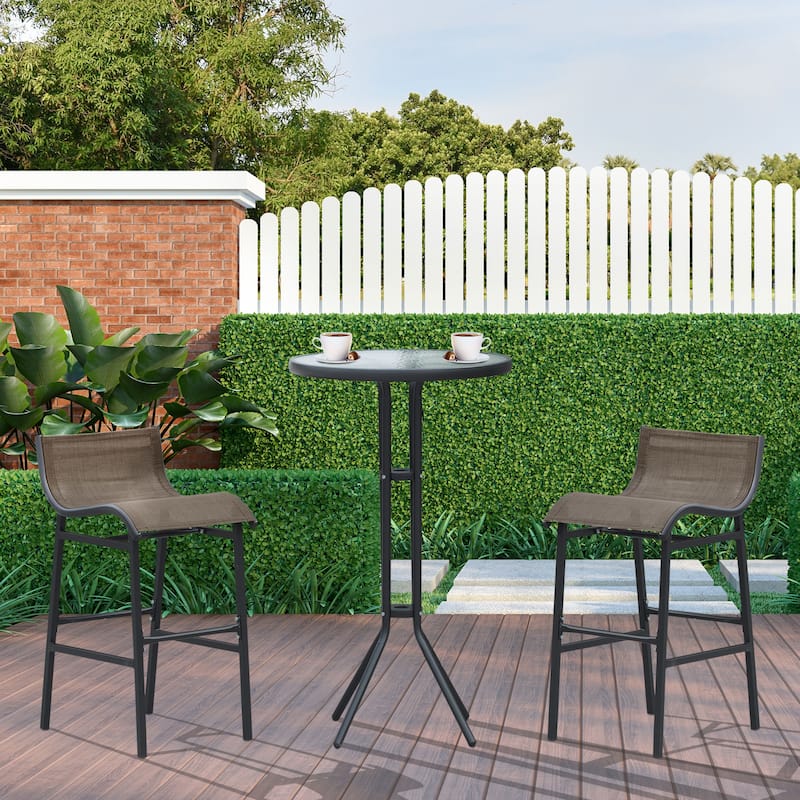 Santa Barbra 3-piece Outdoor Patio Pub Bistro Table and Chairs Set by Havenside Home - Black