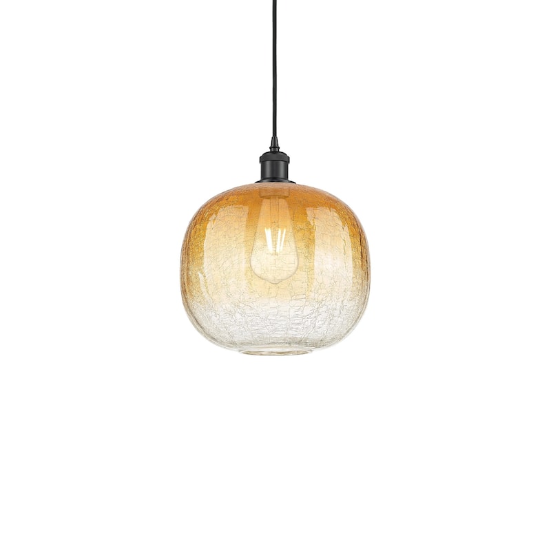 Innovations Lighting 516-1P-12-11 Brookhaven Sphere Pendant Brookhaven - Matte Black / Amber