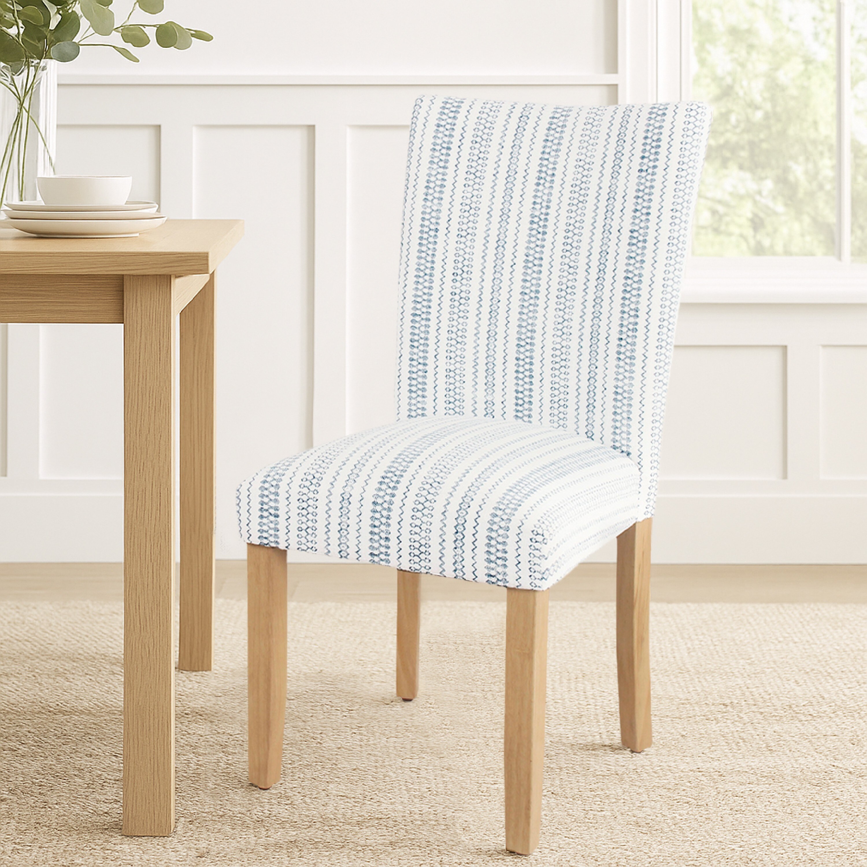 Jax Parsons Dining Chair Set of 2, Blue and White Farmhouse